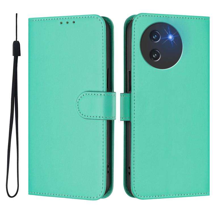 For Doogee Note 59 / Note 59 Pro Skin Feel Solid Color Leather Phone Case with Lanyard(Green)