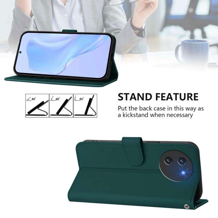 For Doogee Note 59 / Note 59 Pro Skin Feel Solid Color Leather Phone Case with Lanyard(Dark Green)
