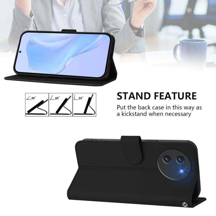 For Doogee Note 59 / Note 59 Pro Skin Feel Solid Color Leather Phone Case with Lanyard(Black)