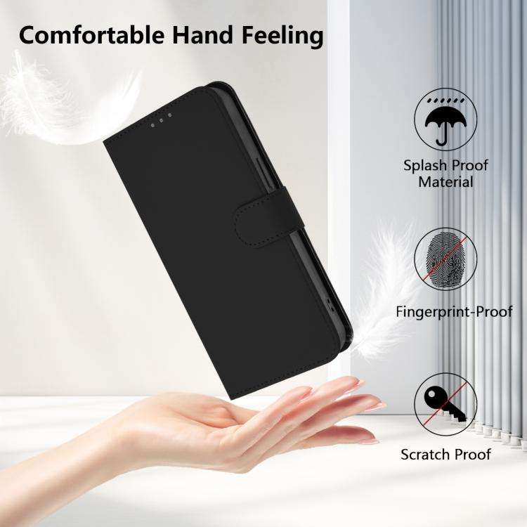 For Doogee Note 59 / Note 59 Pro Skin Feel Solid Color Leather Phone Case with Lanyard(Black)