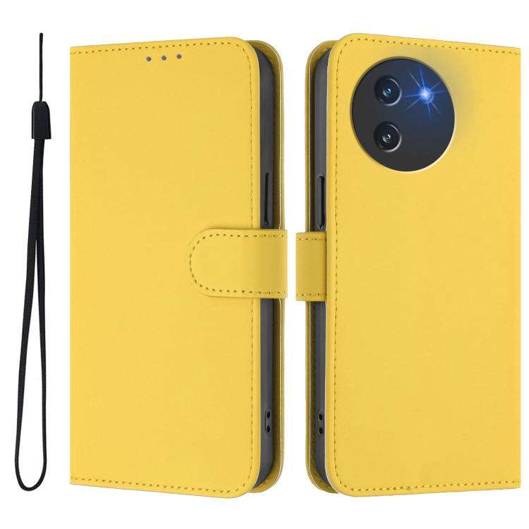 For Doogee Note 59 / Note 59 Pro Skin Feel Solid Color Leather Phone Case with Lanyard(Lemon Yellow)