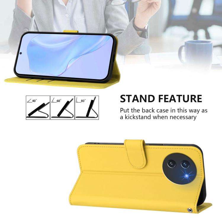 For Doogee Note 59 / Note 59 Pro Skin Feel Solid Color Leather Phone Case with Lanyard(Lemon Yellow)