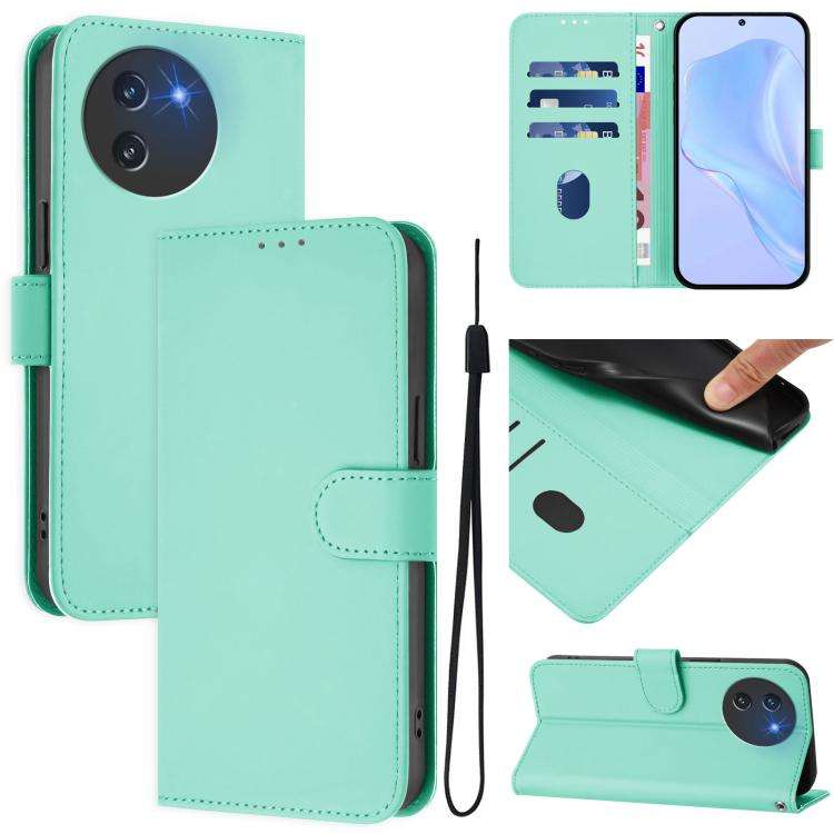 For Doogee Note 59 / Note 59 Pro Skin Feel Solid Color Leather Phone Case with Lanyard(Mint Green)