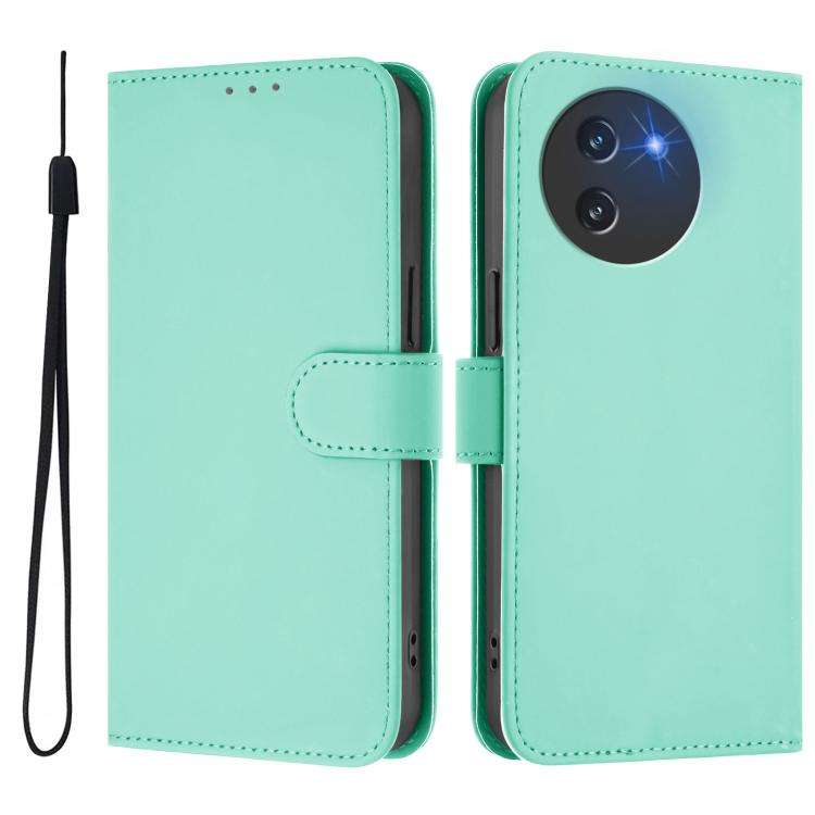 For Doogee Note 59 / Note 59 Pro Skin Feel Solid Color Leather Phone Case with Lanyard(Mint Green)