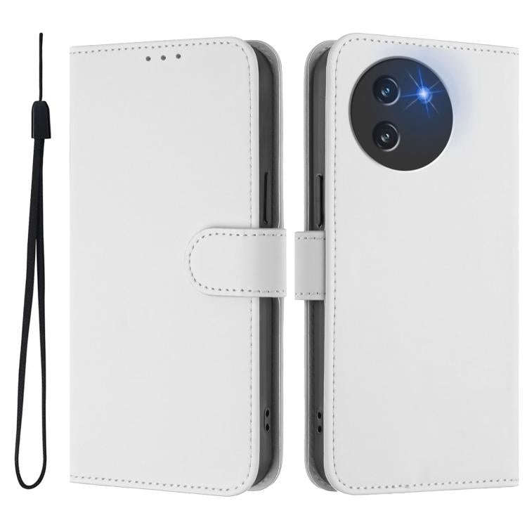For Doogee Note 59 / Note 59 Pro Skin Feel Solid Color Leather Phone Case with Lanyard(White)