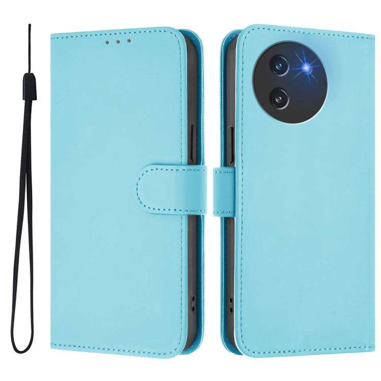 For Doogee Note 59 / Note 59 Pro Skin Feel Solid Color Leather Phone Case with Lanyard(Sky Blue)