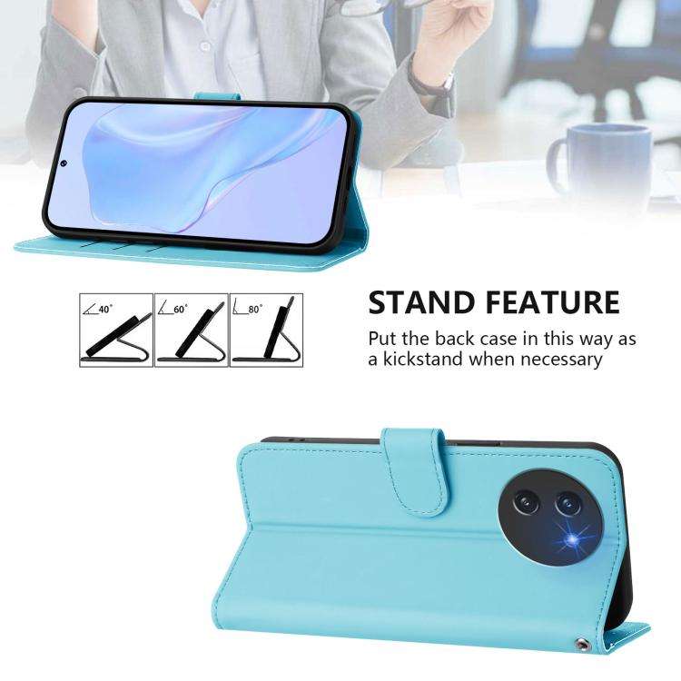 For Doogee Note 59 / Note 59 Pro Skin Feel Solid Color Leather Phone Case with Lanyard(Sky Blue)