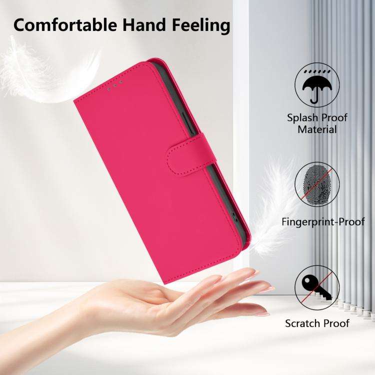 For Doogee Note 59 / Note 59 Pro Skin Feel Solid Color Leather Phone Case with Lanyard(Rose Red)
