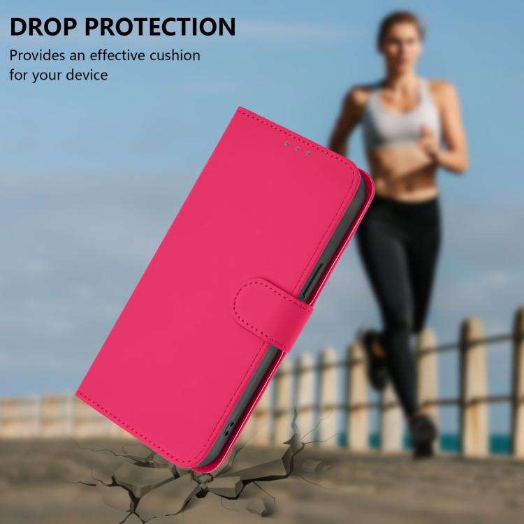 For Doogee Note 59 / Note 59 Pro Skin Feel Solid Color Leather Phone Case with Lanyard(Rose Red)