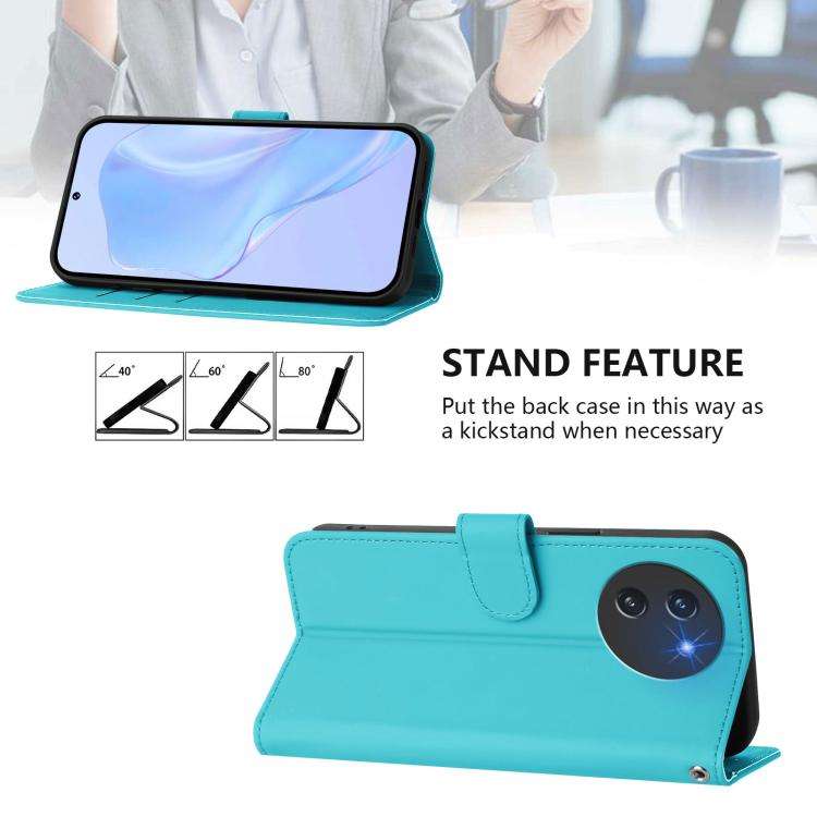 For Doogee Note 59 / Note 59 Pro Skin Feel Solid Color Leather Phone Case with Lanyard(Lake Blue)