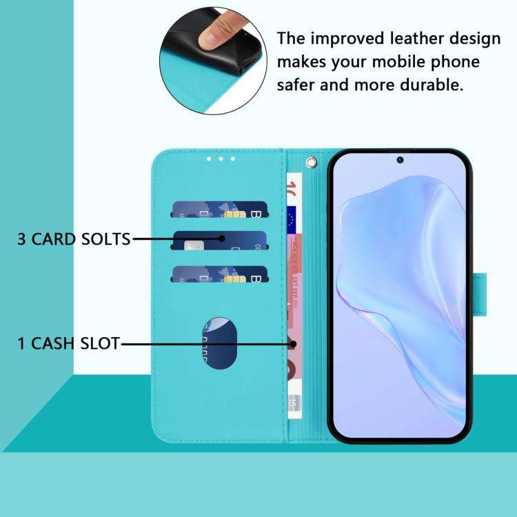 For Doogee Note 59 / Note 59 Pro Skin Feel Solid Color Leather Phone Case with Lanyard(Lake Blue)