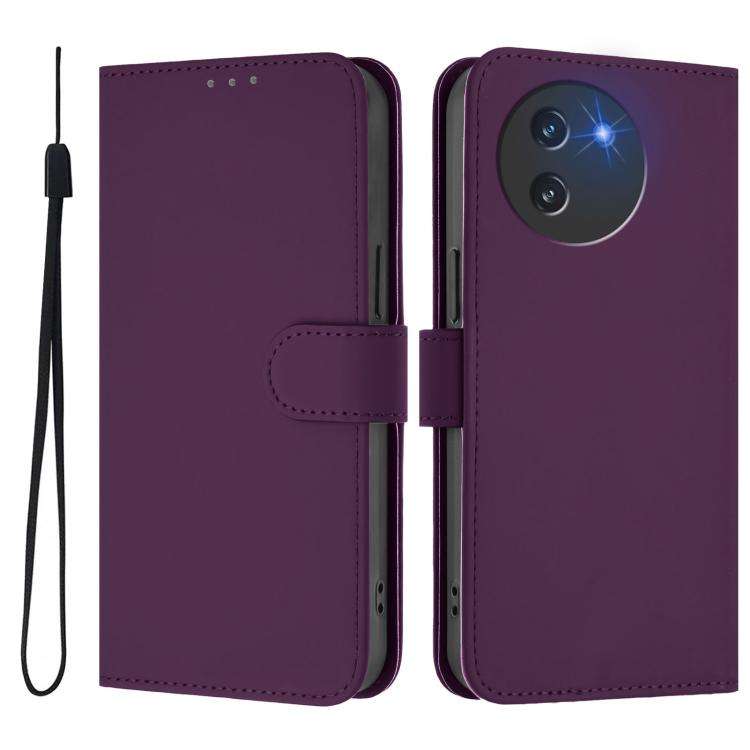 For Doogee Note 59 / Note 59 Pro Skin Feel Solid Color Leather Phone Case with Lanyard(Violet)