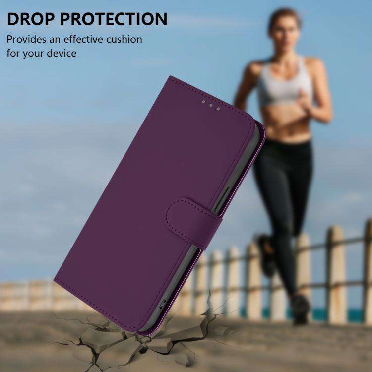 For Doogee Note 59 / Note 59 Pro Skin Feel Solid Color Leather Phone Case with Lanyard(Violet)