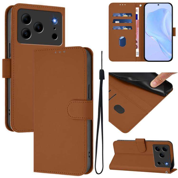 For Doogee Note 56 / Note 56 Pro Skin Feel Solid Color Leather Phone Case with Lanyard(Brown)