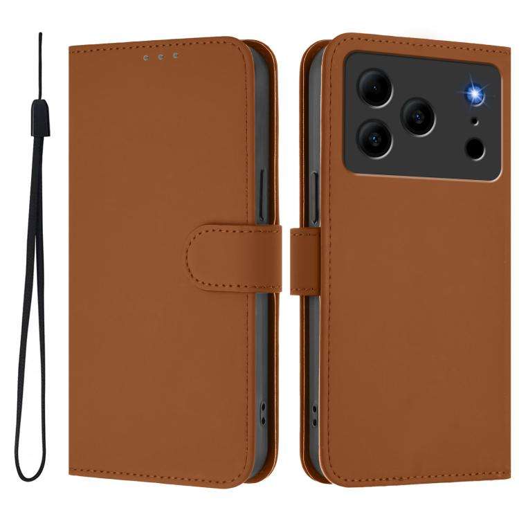 For Doogee Note 56 / Note 56 Pro Skin Feel Solid Color Leather Phone Case with Lanyard(Brown)