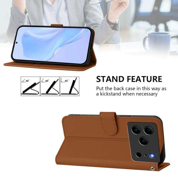 For Doogee Note 56 / Note 56 Pro Skin Feel Solid Color Leather Phone Case with Lanyard(Brown)