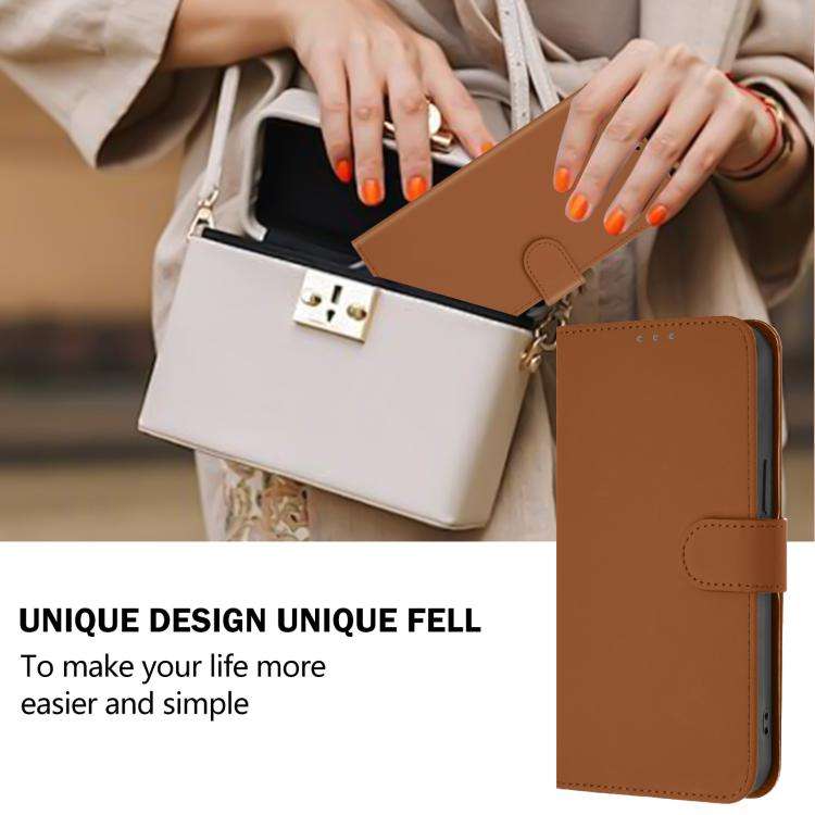For Doogee Note 56 / Note 56 Pro Skin Feel Solid Color Leather Phone Case with Lanyard(Brown)