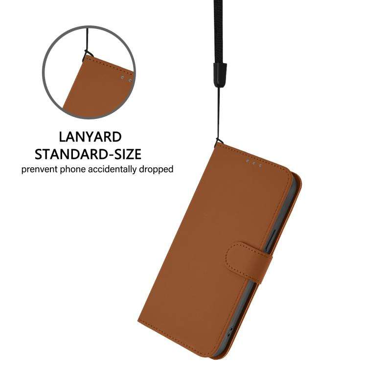 For Doogee Note 56 / Note 56 Pro Skin Feel Solid Color Leather Phone Case with Lanyard(Brown)