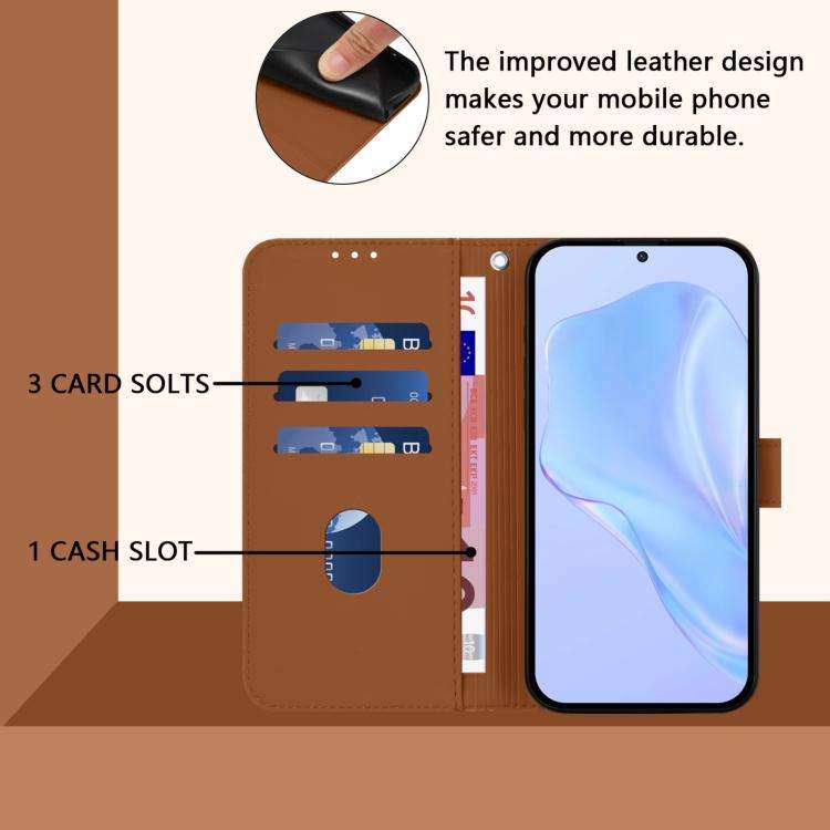 For Doogee Note 56 / Note 56 Pro Skin Feel Solid Color Leather Phone Case with Lanyard(Brown)