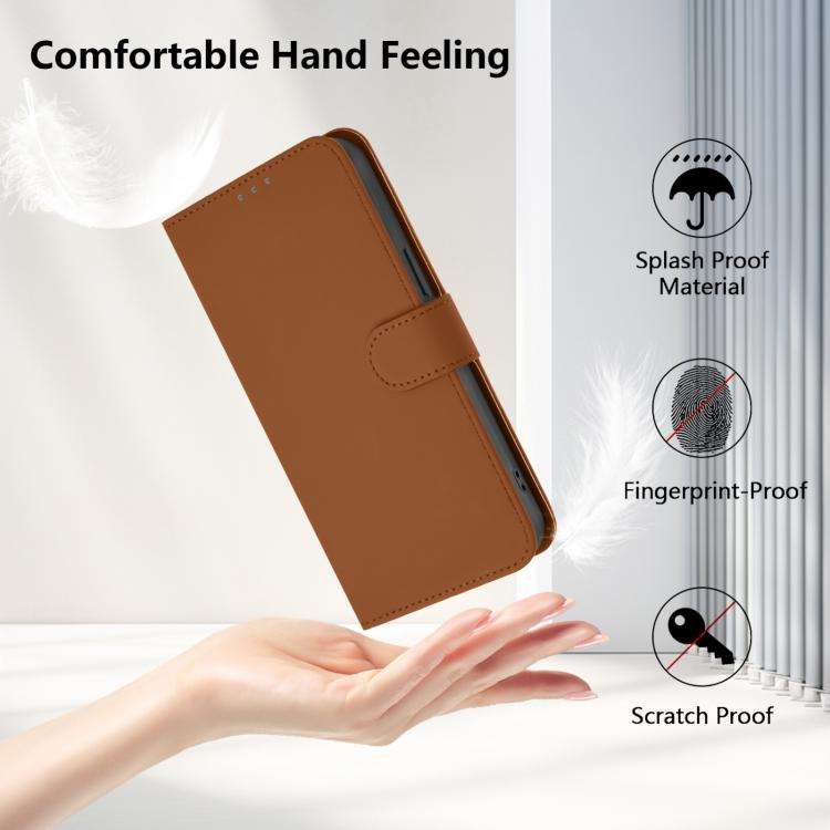For Doogee Note 56 / Note 56 Pro Skin Feel Solid Color Leather Phone Case with Lanyard(Brown)