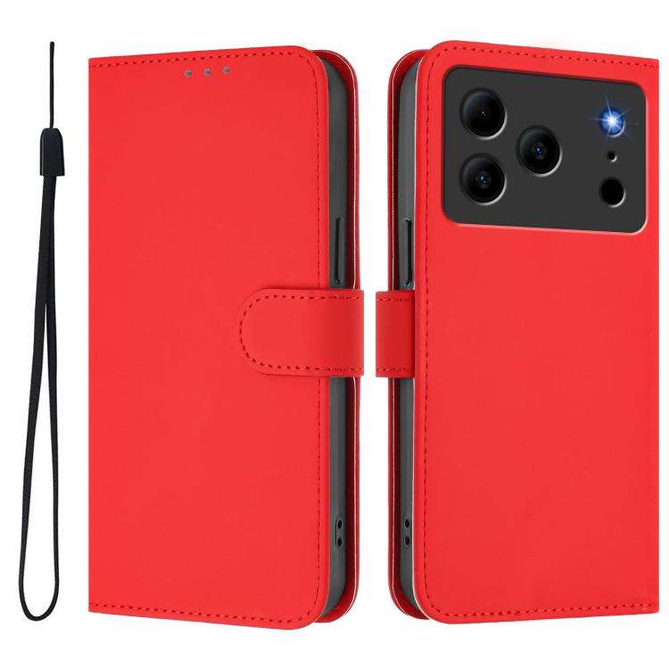For Doogee Note 56 / Note 56 Pro Skin Feel Solid Color Leather Phone Case with Lanyard(Red)
