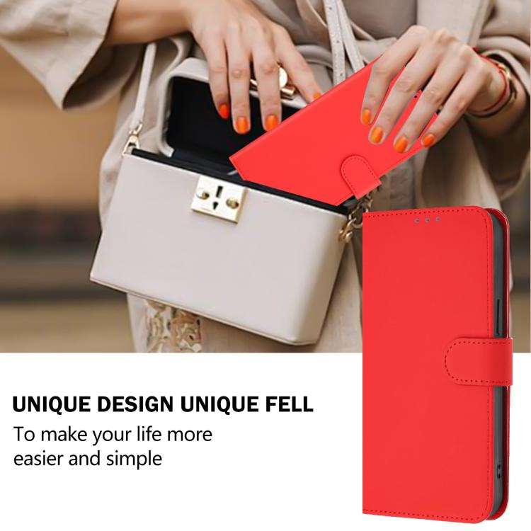 For Doogee Note 56 / Note 56 Pro Skin Feel Solid Color Leather Phone Case with Lanyard(Red)