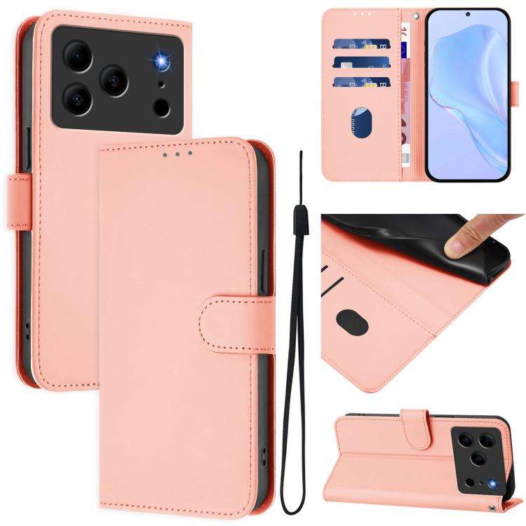 For Doogee Note 56 / Note 56 Pro Skin Feel Solid Color Leather Phone Case with Lanyard(Pink)