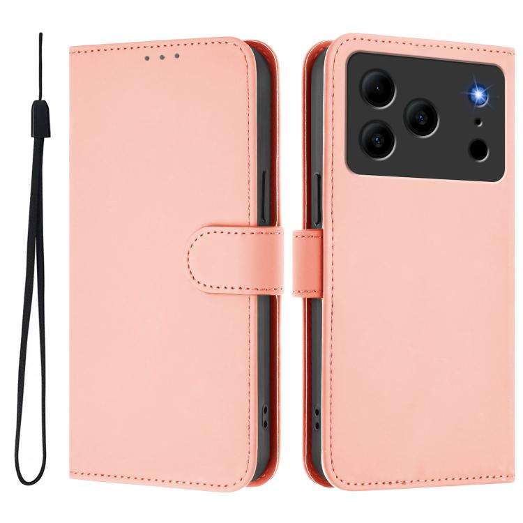 For Doogee Note 56 / Note 56 Pro Skin Feel Solid Color Leather Phone Case with Lanyard(Pink)
