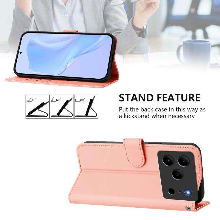 For Doogee Note 56 / Note 56 Pro Skin Feel Solid Color Leather Phone Case with Lanyard(Pink)