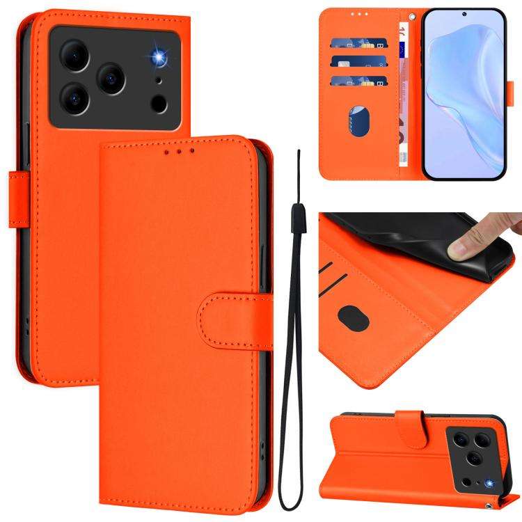 For Doogee Note 56 / Note 56 Pro Skin Feel Solid Color Leather Phone Case with Lanyard(Orange)