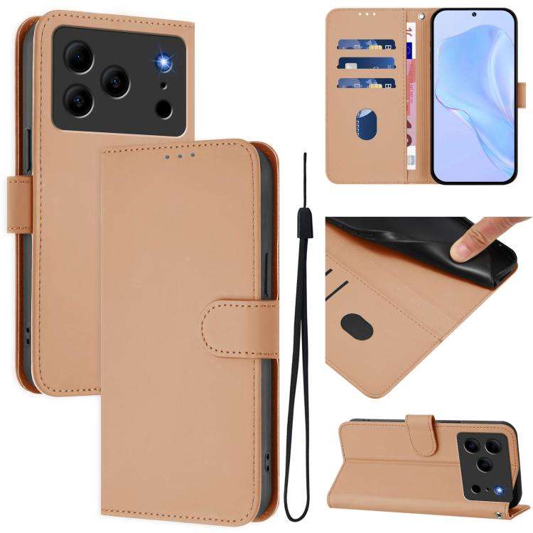 For Doogee Note 56 / Note 56 Pro Skin Feel Solid Color Leather Phone Case with Lanyard(Nude)