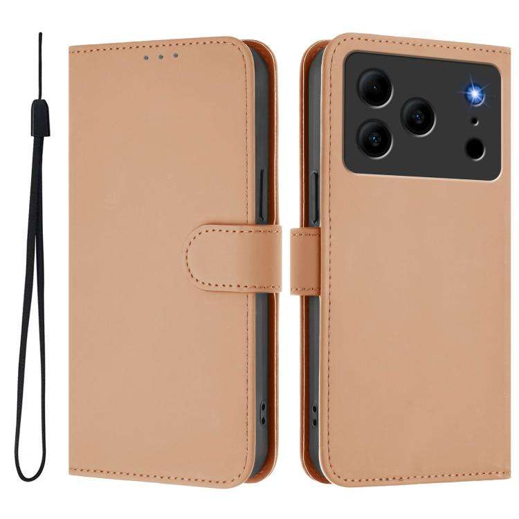 For Doogee Note 56 / Note 56 Pro Skin Feel Solid Color Leather Phone Case with Lanyard(Nude)