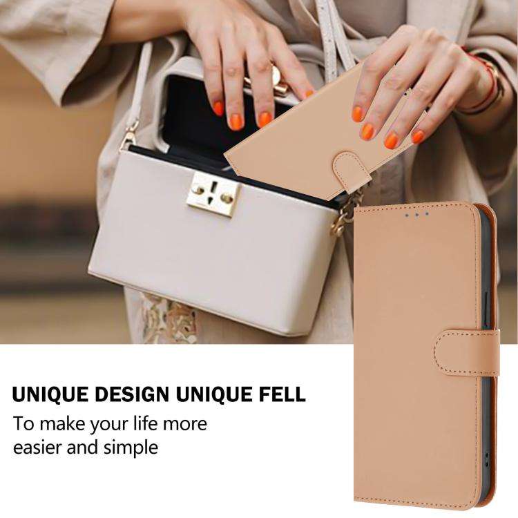 For Doogee Note 56 / Note 56 Pro Skin Feel Solid Color Leather Phone Case with Lanyard(Nude)