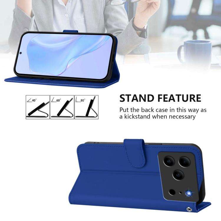 For Doogee Note 56 / Note 56 Pro Skin Feel Solid Color Leather Phone Case with Lanyard(Dark Blue)