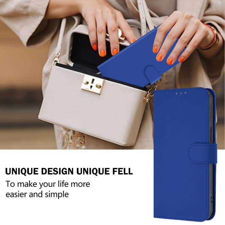 For Doogee Note 56 / Note 56 Pro Skin Feel Solid Color Leather Phone Case with Lanyard(Dark Blue)