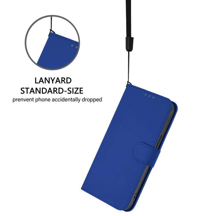 For Doogee Note 56 / Note 56 Pro Skin Feel Solid Color Leather Phone Case with Lanyard(Dark Blue)