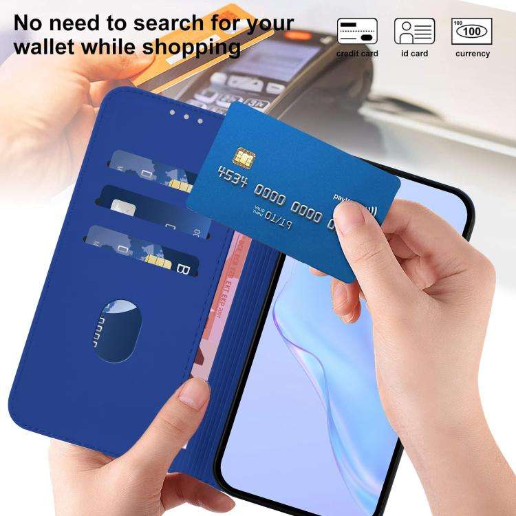 For Doogee Note 56 / Note 56 Pro Skin Feel Solid Color Leather Phone Case with Lanyard(Dark Blue)