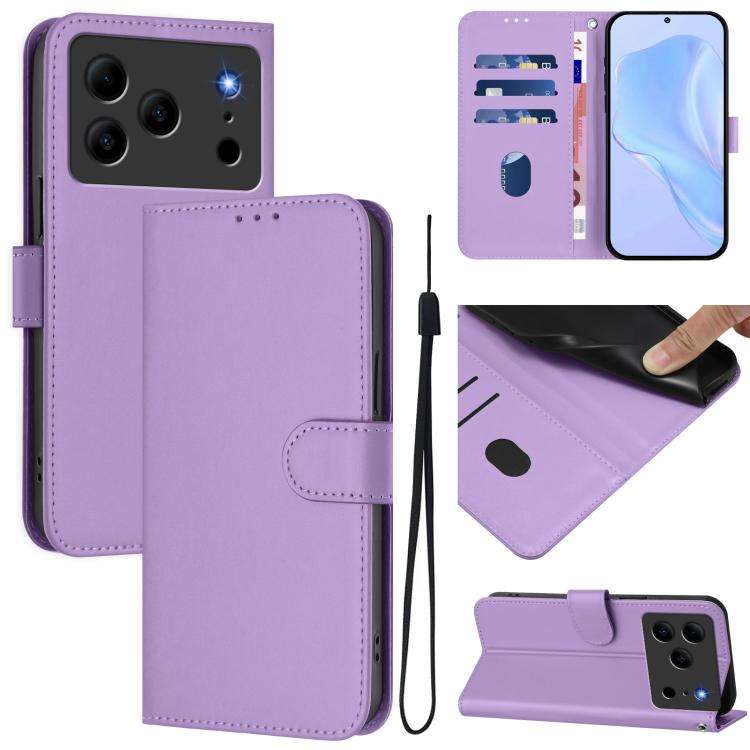 For Doogee Note 56 / Note 56 Pro Skin Feel Solid Color Leather Phone Case with Lanyard(Lavender P...