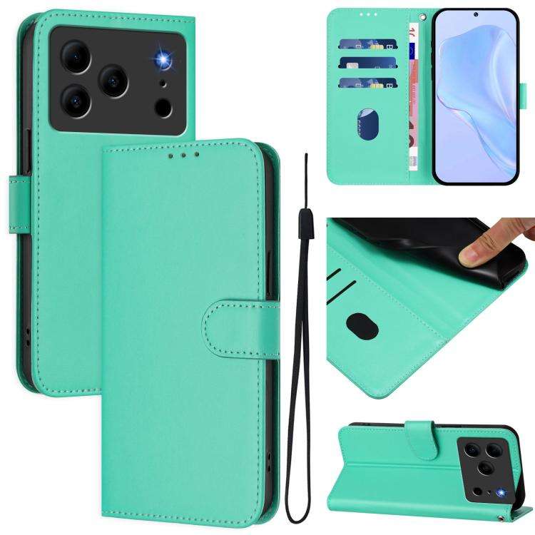 For Doogee Note 56 / Note 56 Pro Skin Feel Solid Color Leather Phone Case with Lanyard(Green)