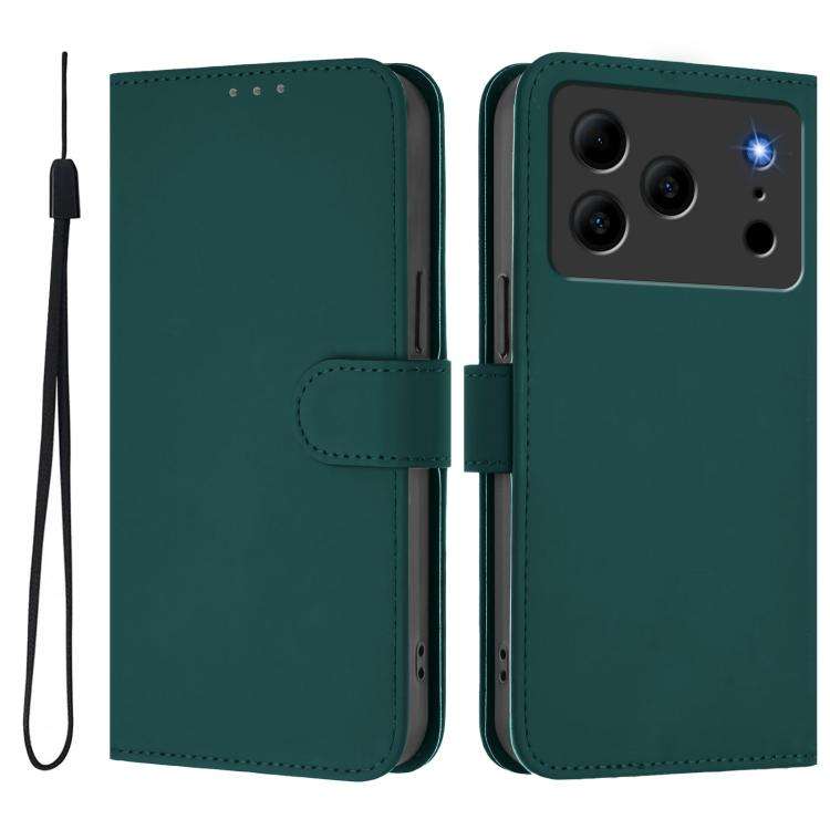 For Doogee Note 56 / Note 56 Pro Skin Feel Solid Color Leather Phone Case with Lanyard(Dark Green)