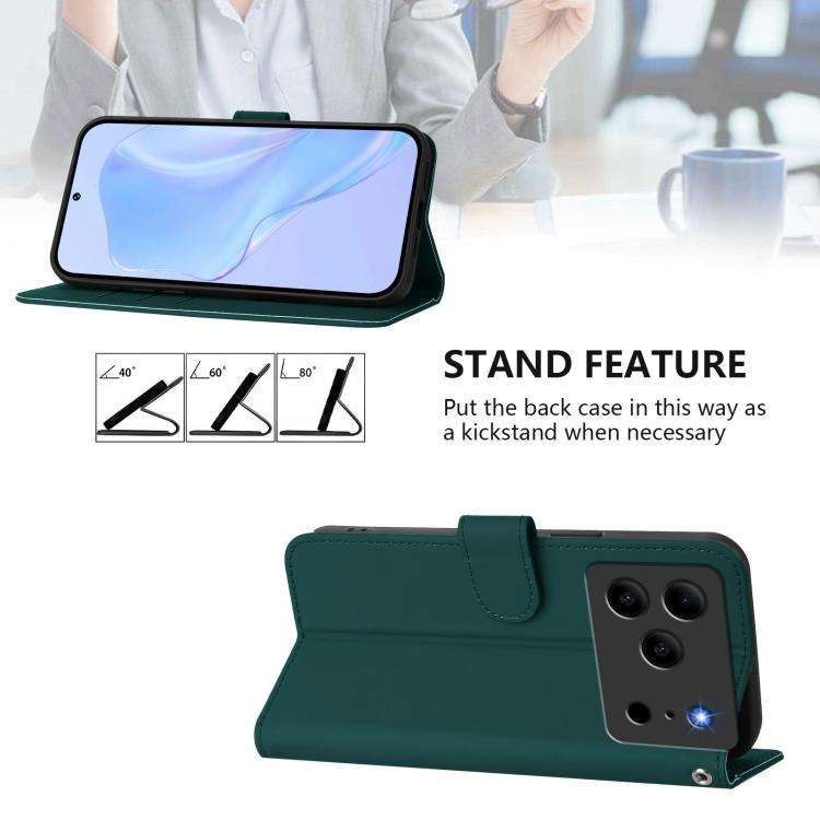 For Doogee Note 56 / Note 56 Pro Skin Feel Solid Color Leather Phone Case with Lanyard(Dark Green)
