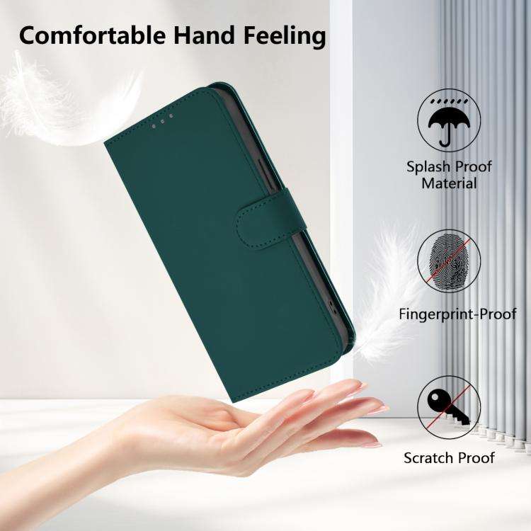 For Doogee Note 56 / Note 56 Pro Skin Feel Solid Color Leather Phone Case with Lanyard(Dark Green)
