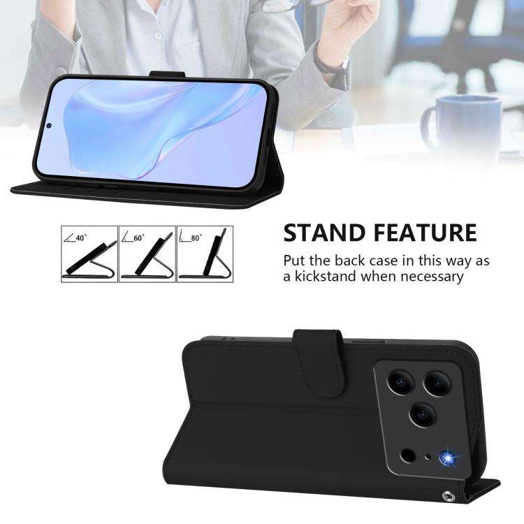 For Doogee Note 56 / Note 56 Pro Skin Feel Solid Color Leather Phone Case with Lanyard(Black)