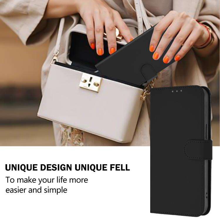 For Doogee Note 56 / Note 56 Pro Skin Feel Solid Color Leather Phone Case with Lanyard(Black)