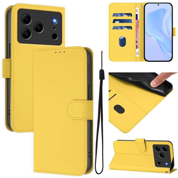 For Doogee Note 56 / Note 56 Pro Skin Feel Solid Color Leather Phone Case with Lanyard(Lemon Yellow)
