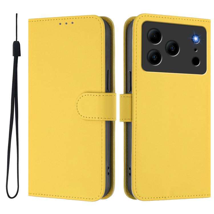 For Doogee Note 56 / Note 56 Pro Skin Feel Solid Color Leather Phone Case with Lanyard(Lemon Yellow)
