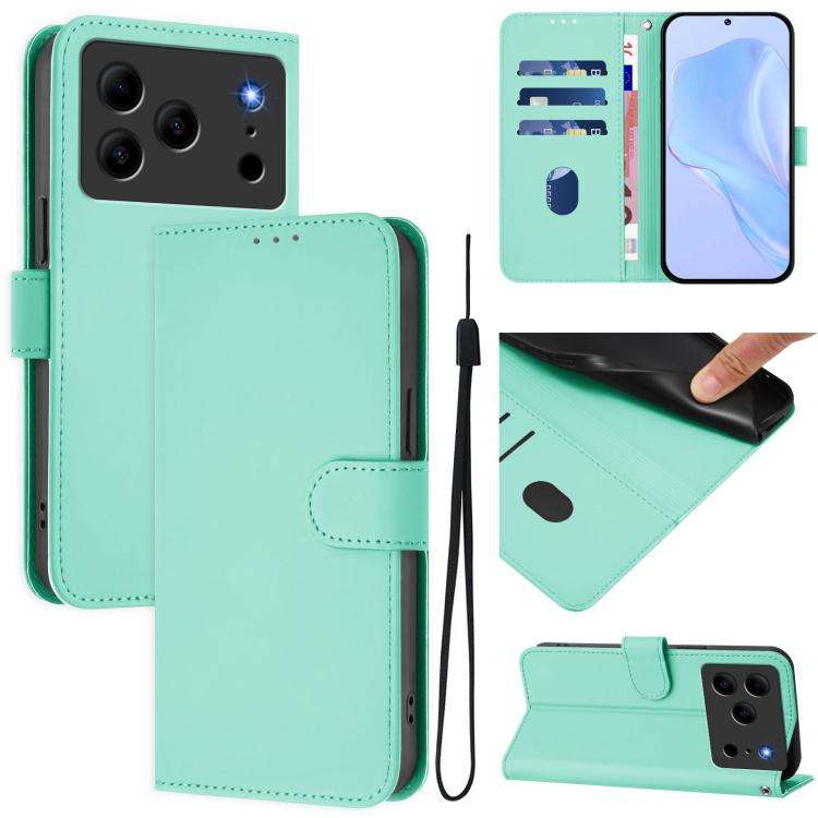 For Doogee Note 56 / Note 56 Pro Skin Feel Solid Color Leather Phone Case with Lanyard(Mint Green)