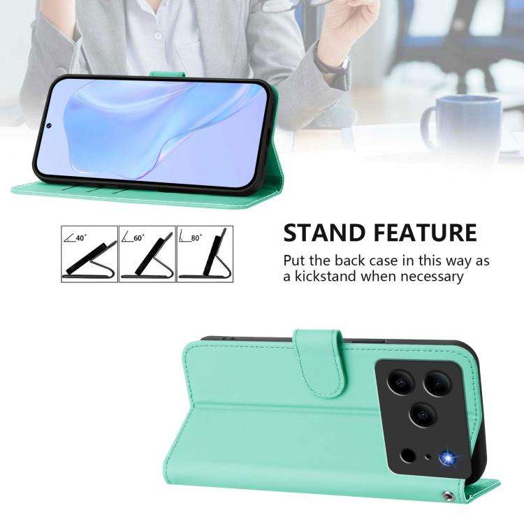 For Doogee Note 56 / Note 56 Pro Skin Feel Solid Color Leather Phone Case with Lanyard(Mint Green)