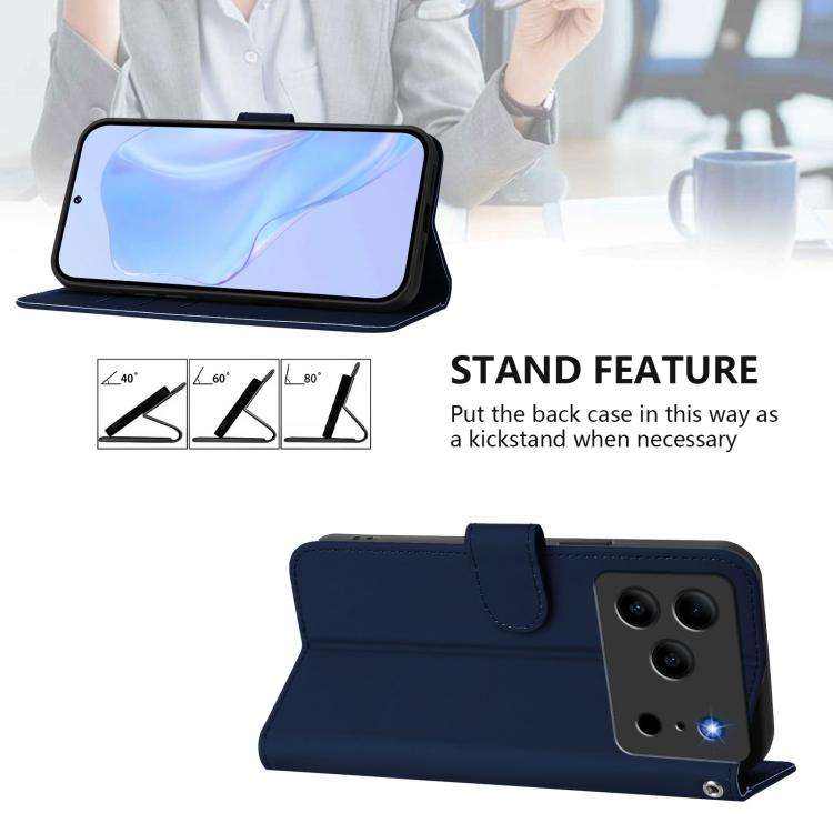 For Doogee Note 56 / Note 56 Pro Skin Feel Solid Color Leather Phone Case with Lanyard(Navy Blue)