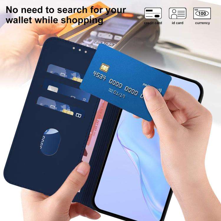 For Doogee Note 56 / Note 56 Pro Skin Feel Solid Color Leather Phone Case with Lanyard(Navy Blue)